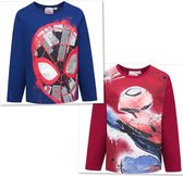 Marvel Spiderman shirt - Lange mouw - longsleeve - set van 2 stuks - rood+blauw - maat 92/98 (3 jaar)