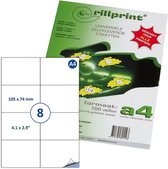Rillprint A4 Stickervellen - Verzend etiketten Stickers - 8 Per Vel - 105x74MM