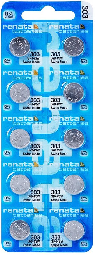 Horlogebatterijen Renata 303 Silver-Oxide Knoopcel 10 stuks