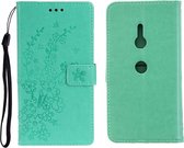 Let op type!! Voor Sony Xperia XZ3 Plum Blossom Patroon Links en Rechts Flip Lederen Hoes met Bracket & Card Slot & Wallet & Lanyard(Groen)