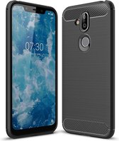 Carbon Fiber Texture TPU schokbestendige hoes voor Nokia 7.1Plus / X7 / 8.1 (zwart)