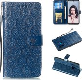 Geperst Printing Rattan Flower Pattern Horizontal Flip PU Leather Case for Huawei P30 Lite / Nova 4e, with Holder & Card Slots & Wallet & Photo Frame (Dark Blue)