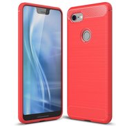 Brushed Texture Carbon Fibre Shockproof TPU Case voor Google Pixel 3 XL (Rood)