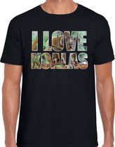Tekst shirt I love koalas met dieren foto van een koala zwart voor heren - cadeau t-shirt koalaberen liefhebber XL