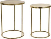 Set van 2x bijzettafels rond metaal goud 45/50 cm - Home Deco meubels en tafels