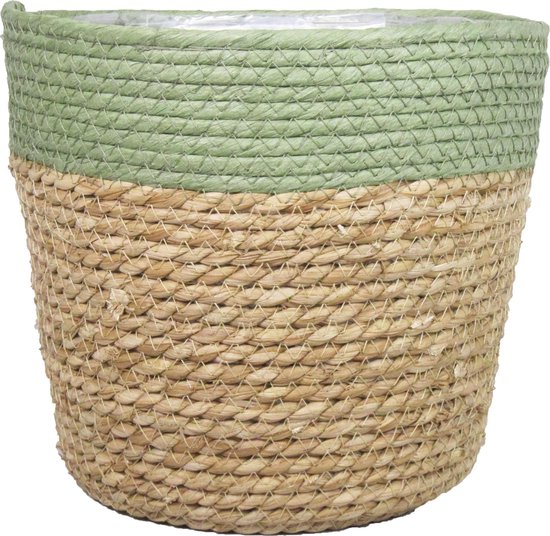 Vase En Rotin Ou Osier Paille Tissée Verre Clair Vase À Fleur Vase À