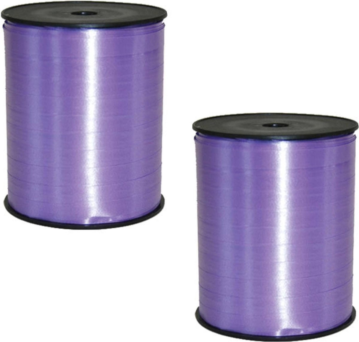 2x rollen cadeaulint/sierlint in de kleur lavendel paars 5 mm x 500 meter - Krul linten voor bloemen/ballonnen