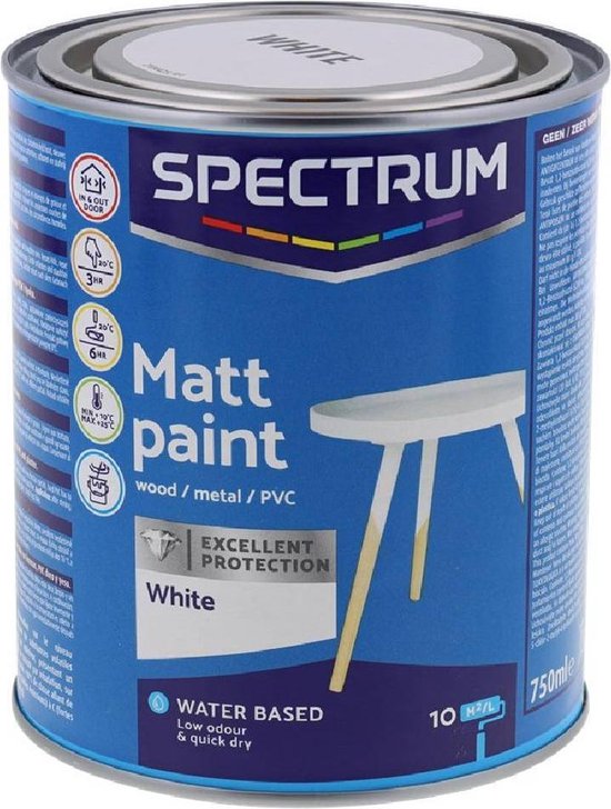 Spectrum Acryllak Houtverf op Waterbasis - Mat - Wit