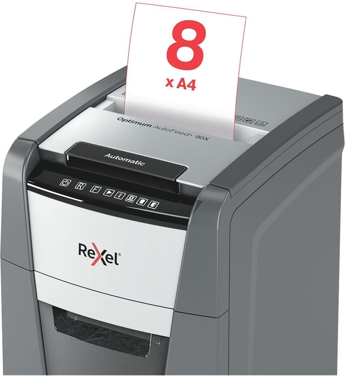 Rexel Optimum AutoFeed 90X Papierversnipperaar - P4 Snippers - Automatische Invoer Tot 90 Vel - 34L - Zwart thumbnail 6