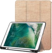 Custer Texture horizontale flip lederen tas voor iPad Pro 10,5 inch / iPad Air (2019), met drievoudige houder en pennenhouder (goud)