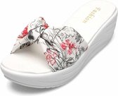 Strikdruk Dikke bodem Verhoogde wig Slippers Sandalen voor dames (Kleur: Rood Maat: 39)