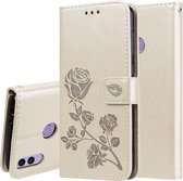 Rose reliÃ«f horizontale flip PU lederen tas voor Huawei Honor 8C, met houder en kaartsleuven en portemonnee (goud)
