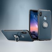 Magnetische 360 graden rotatie ringhouder Armor beschermhoes voor Xiaomi Redmi Note 6 (marineblauw)