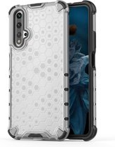 Voor Huawei Nova 5T Shockproof Honeycomb PC + TPU Case (wit)