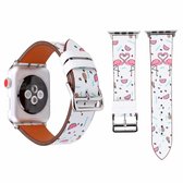 Mode echt leer nieuwe lente blauwe bloem patroon horlogebandje voor Apple Watch Series 3 & 2 & 1 38mm