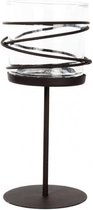 Kaarshouder - Zwart Metaal staander waxinelighthouder op voet - HURRICANLIGHT JILL - Hoogte 25 cm