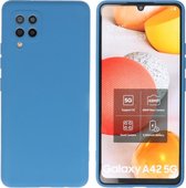 Hoesje Geschikt voor Samsung Galaxy A42 5G - Fashion Telefoonhoesje Backcover - Siliconen Hoesje - Navy