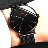 POWERZ ®  design horloge rond plat bruin