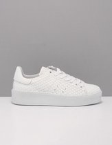 Tango | Chantal 12-o white leather sneaker print - white sole | Maat: 42