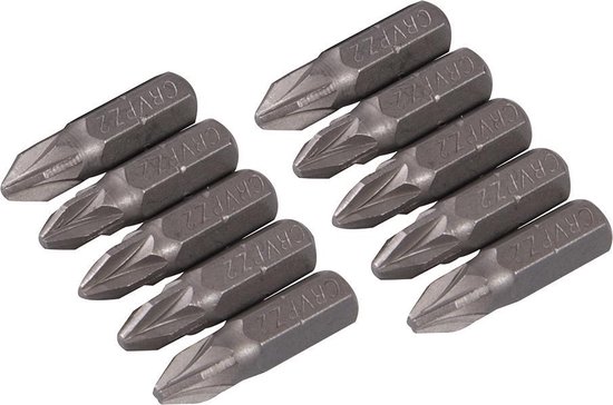 Silverline Cr-V PZ schroevendraaier bits, 10 pak PZ2