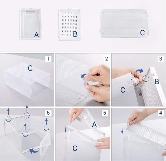 MIRA Home - Schoenendozen - Opbergdoos - Modern - Plastic - Wit/transparant - 35x25x18.5