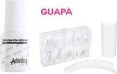 GUAPÀ - Kunstnagel Set voor het zetten van Nagelverlenging - 100 stuks French Manicure Wit + 5 ml nagellijm - Acrylnagels - Tips - Nepnagels pakket