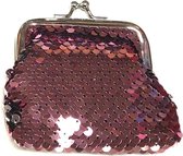 MINI Portemonnee met knipsluiting -  Pailletten - Afmeting: 9.5 x 2 x 8 cm - Rose