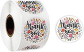 Sluitsticker - Sluitzegel - Thank you | Bloem / Bloemen – Flowers | Huwelijk - Geboorte - Envelop | Chique - Label | Envelop stickers | Cadeau sticker - Gift - Cadeauzakje - Trakta