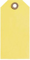 Vintage label / kartonnen label / cadeau label / deco label geel 35x70mm met verstevigd oog per 100 stuks