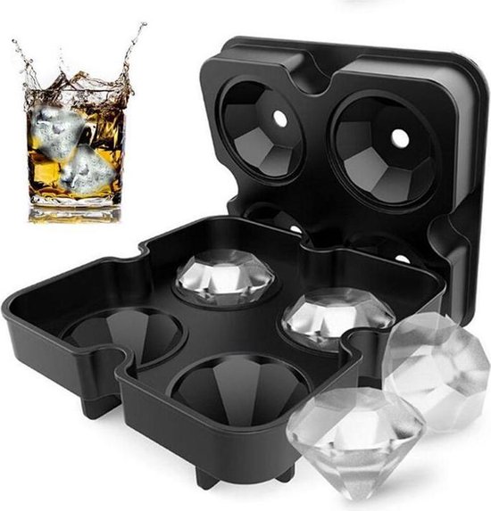 TDR - Siliconen Ijsklontjes Diamanten Vorm - Ijsbal Maker Met Deksel - Ijsklontjes maken- 4 vormen - Whiskey Ice Cube Ballen TDR - Siliconen Ijsklontjes Diamanten Vorm - Ijsbal Maker Met Deksel - Ijsklontjes maken- 4 vormen - Whiskey Ice Cube Ballen