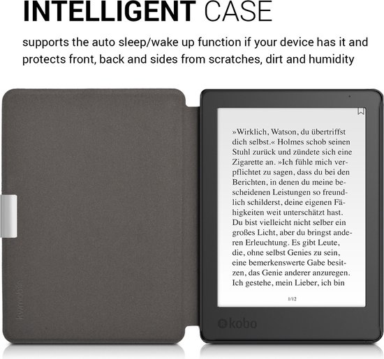 kwmobile e-reader hoesje geschikt voor Kobo Aura Edition 2 hoes - E reader flip case met magnetische sluiting - Ereader cover - Paardenbloemen Liefde design in wit / zwart van Merkloos — afbeelding 5