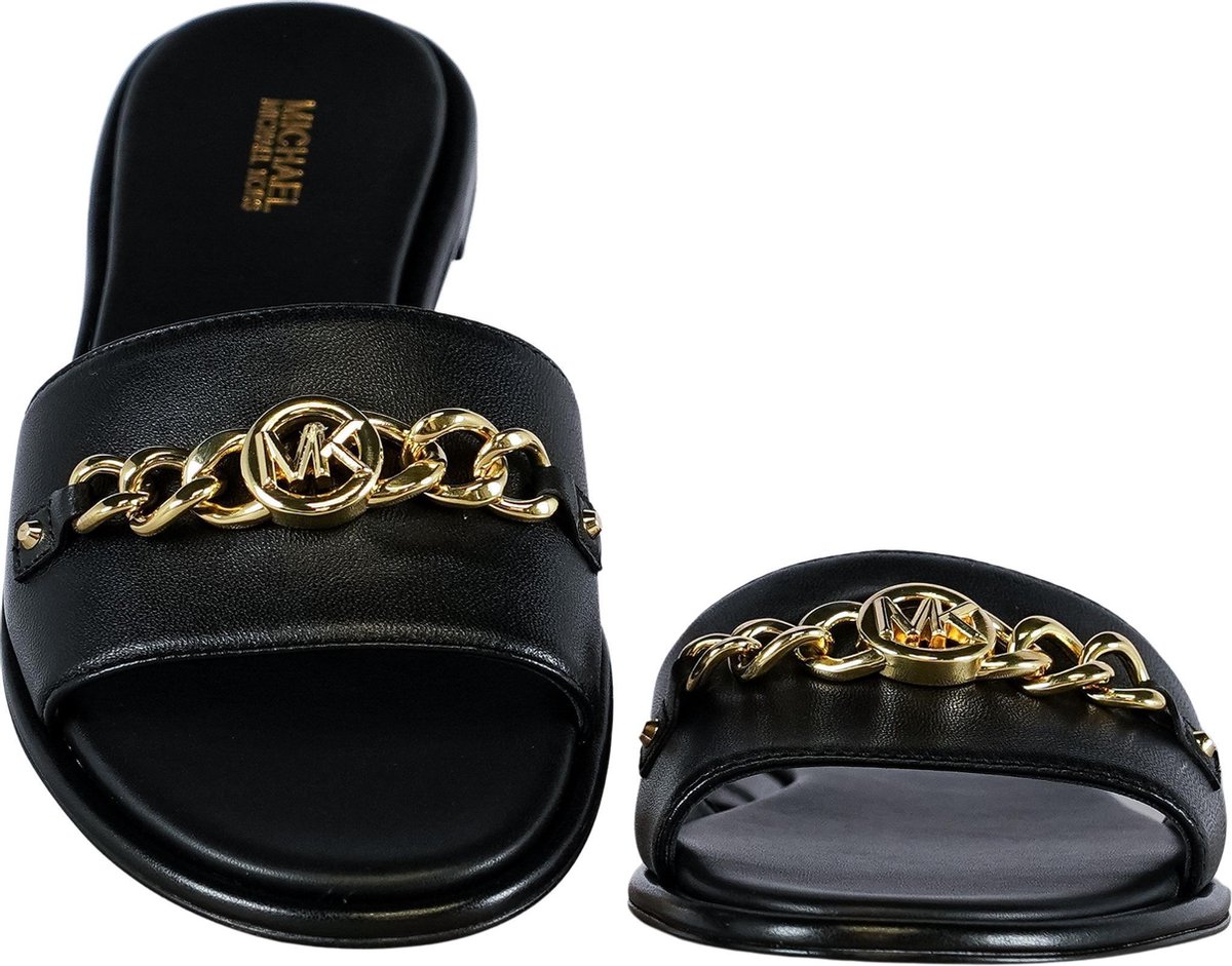 Michael Kors Rina Slide Dames Slippers - Zwart - Maat 36 | bol