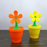 Theefilter Bloem In Pot - Voor Losse Thee - Thee Infuser - Thee Ei -  Groen/Oranje