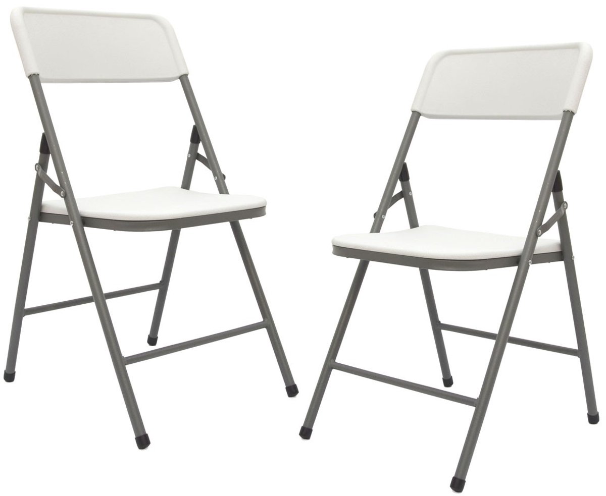 Tot 150kg: 2 Draagbare Klapstoelen van Kunststof - Opvouwbare Kunststof Stoelen - Tuinstoelen Wit