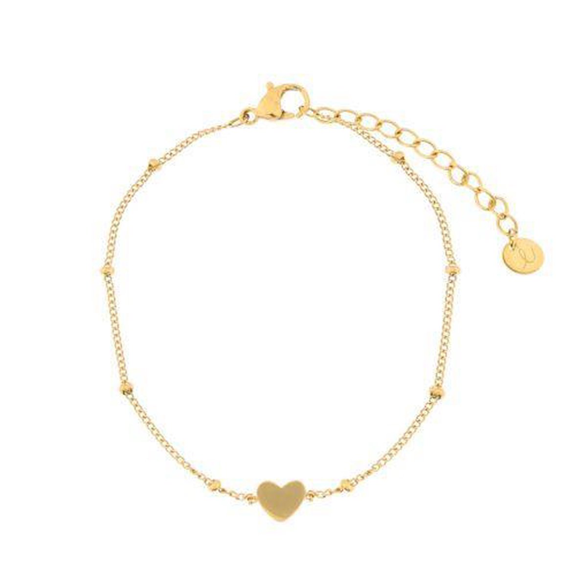 Armband om te delen hartje - Volwassenen - Goud - Stainless steel (verkleurt niet) - Verlengkettinkje