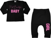 Babypakje meisje-geboortepakje-Most Beautiful baby girl-Maat 62-zwart-roze