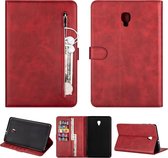 Voor Samsung Galaxy Tab A8.0 (2017) T380 Mode Kalfsstructuur Rits Horizontale Flip Leren Case met Standaard & Kaartsleuven & Portemonnee & Wek- / Slaapfunctie (Rood)