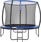 SONGMICS trampoline Ø 305 cm, ronde tuintrampoline met veiligheidsnet, met ladder en gecapitonneerde staven, veiligheidsafdekking, TÜV Rheinland getest, veilig, buiten, zwart, blauw STR10BK