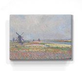 Tulpenvelden vlak bij Den Haag - Claude Monet - 26 x 19,5 cm - Niet van echt te onderscheiden schilderijtje op hout - Mooier dan een print op canvas - Laqueprint.