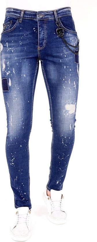 Foto: Exclusieve heren jeans met verfspetters 1026 blauw