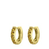 Lucardi - Dames Gold oorbellen kristal birthstone - Oorbellen - Cadeau - Echt Zilver - Goudkleurig