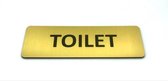 Deurbordje Toilet - WC bordjes – Tekstbord WC – Toilet bordje - Bordje – Geborsteld Goud Look – Pictogram - Zelfklevend - 5 cm x 15 cm x 1,6 mm - 5 Jaar Garantie