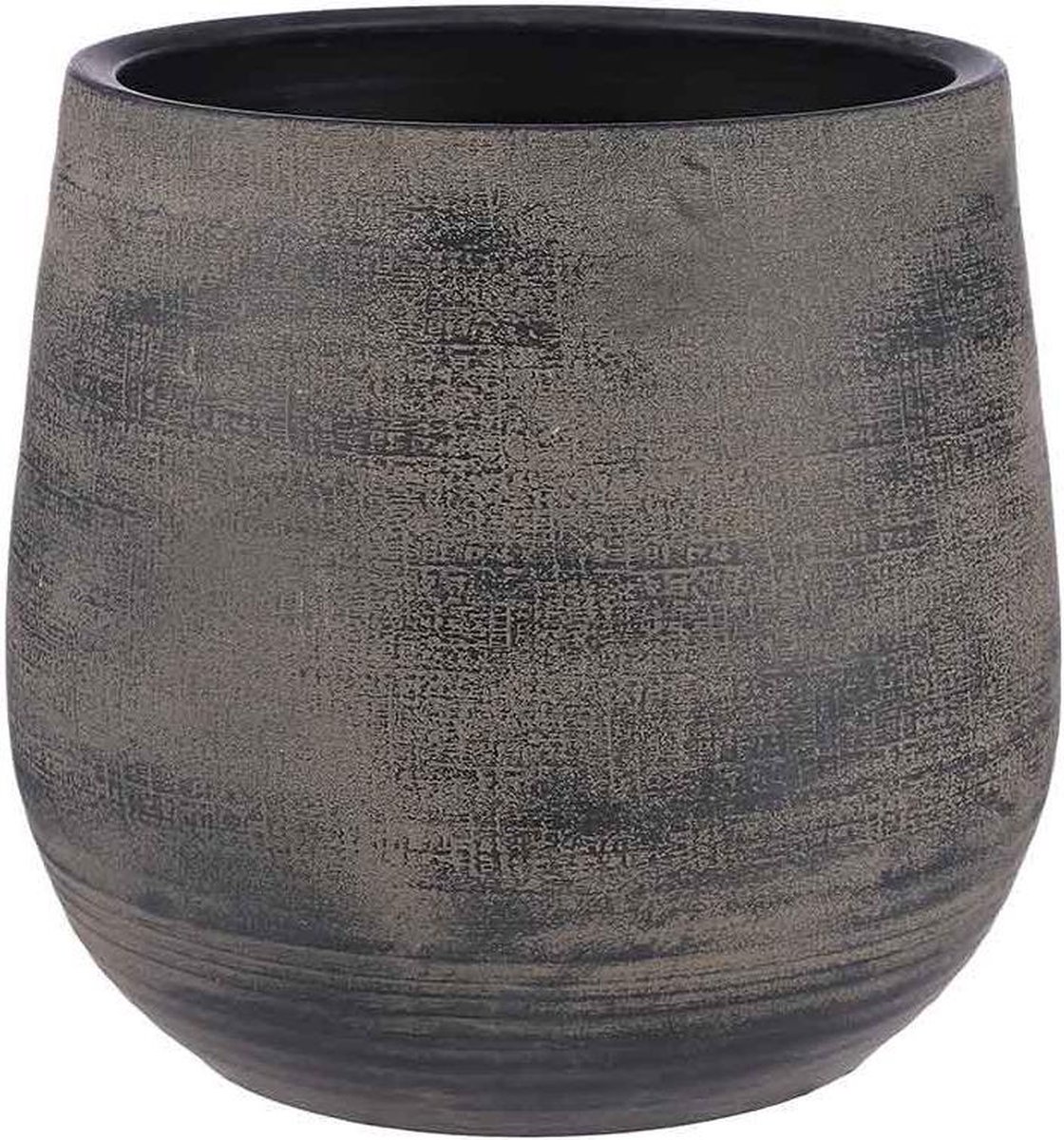 Pot De Fleurs Lester Rond Gris Clair - Poterie D'intérieur Terre Cuite H26cm X D28cm