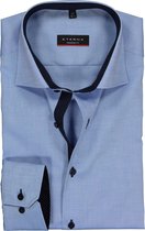 ETERNA modern fit overhemd - fijn Oxford heren overhemd - lichtblauw (blauw gestipt contrast) - Strijkvrij - Boordmaat: 38