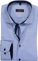 ETERNA modern fit overhemd - mouwlengte 7 - fijn Oxford heren overhemd - lichtblauw (blauw gestipt contrast) - Strijkvrij - Boordmaat: 39