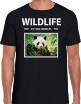 Dieren foto t-shirt Panda - zwart - heren - wildlife of the world - cadeau shirt pandabeer liefhebber 2XL