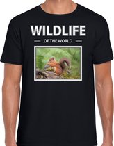 Dieren foto t-shirt Eekhoorn - zwart - heren - wildlife of the world - cadeau shirt Eekhoorns liefhebber S