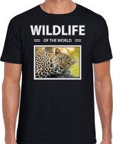 Dieren foto t-shirt Luipaard - zwart - heren - wildlife of the world - cadeau shirt Luipaarden liefhebber 2XL