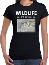 Dieren foto t-shirt Sneeuwvos - zwart - dames - wildlife of the world - cadeau shirt sneeuwvossen liefhebber M