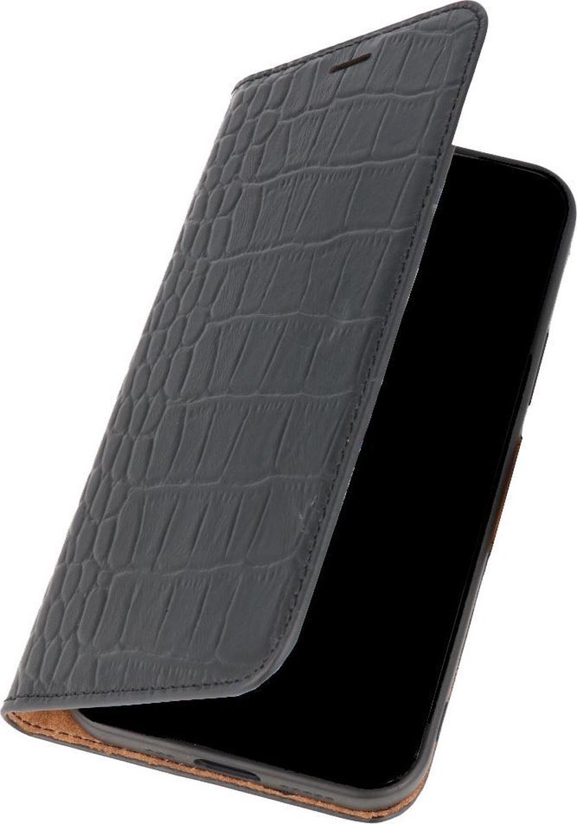 Diledro - Ultra thin flip wallet Samsung Galaxy S21 Plus hoesje echt leer - Croco Black